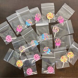 18 Clay Colourful Swirl Lollipop keychain or jewelry charms